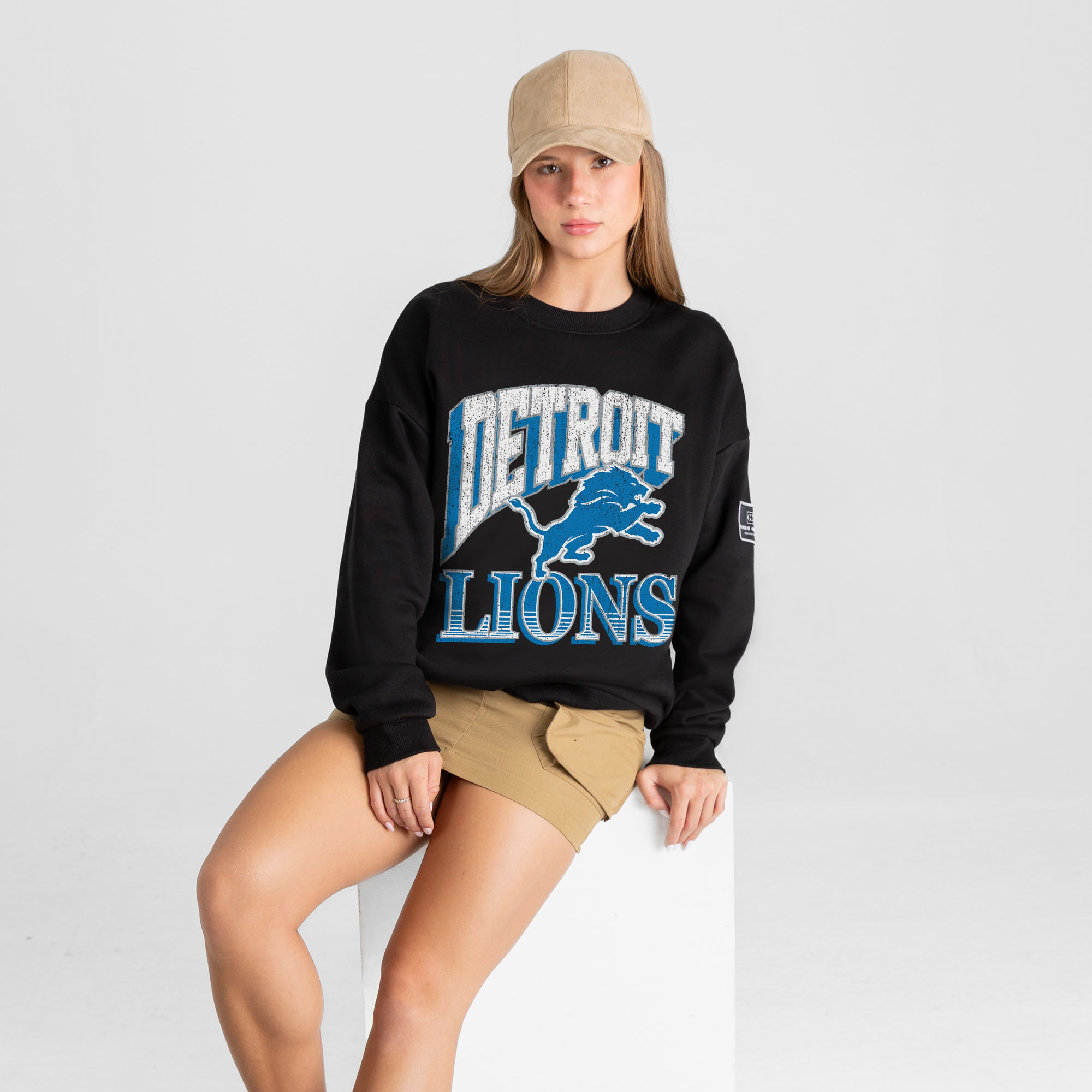 Women's Gameday Couture Black Detroit Lions Victory Prime Black Label Premium Drop Shoulder Sweatshirt