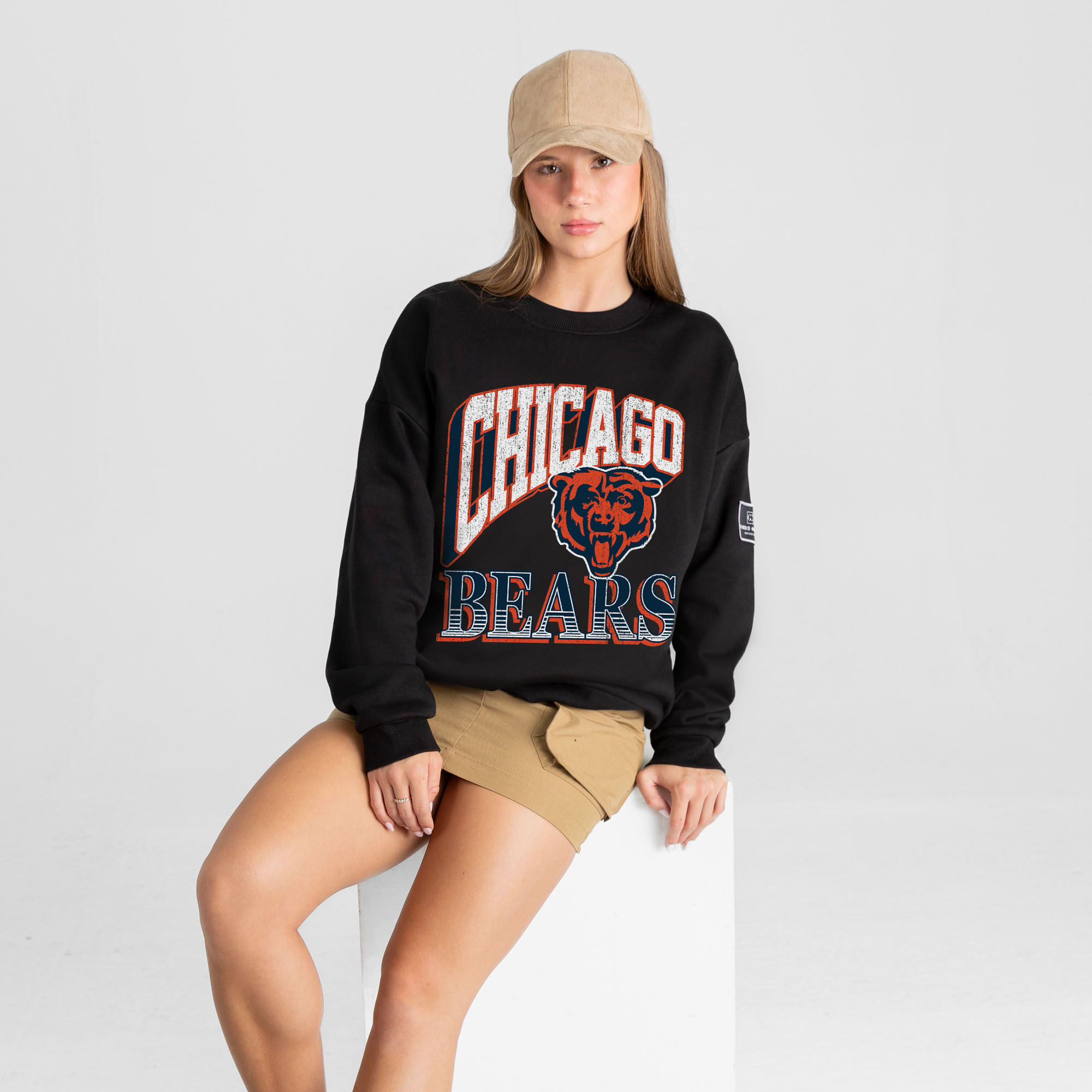 Women's Gameday Couture Black Chicago Bears Victory Prime Black Label Premium Drop Shoulder Sweatshirt