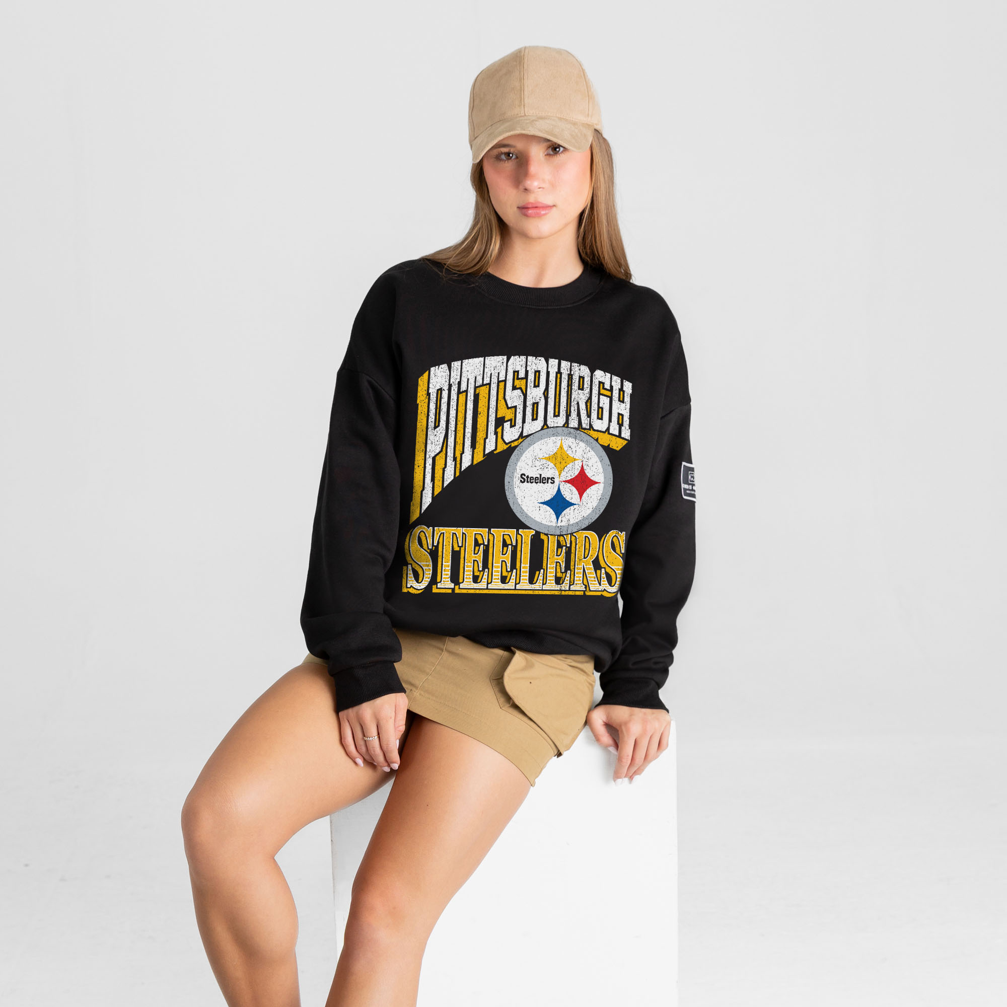Women's Gameday Couture Black Pittsburgh Steelers Victory Prime Black Label Premium Drop Shoulder Sweatshirt