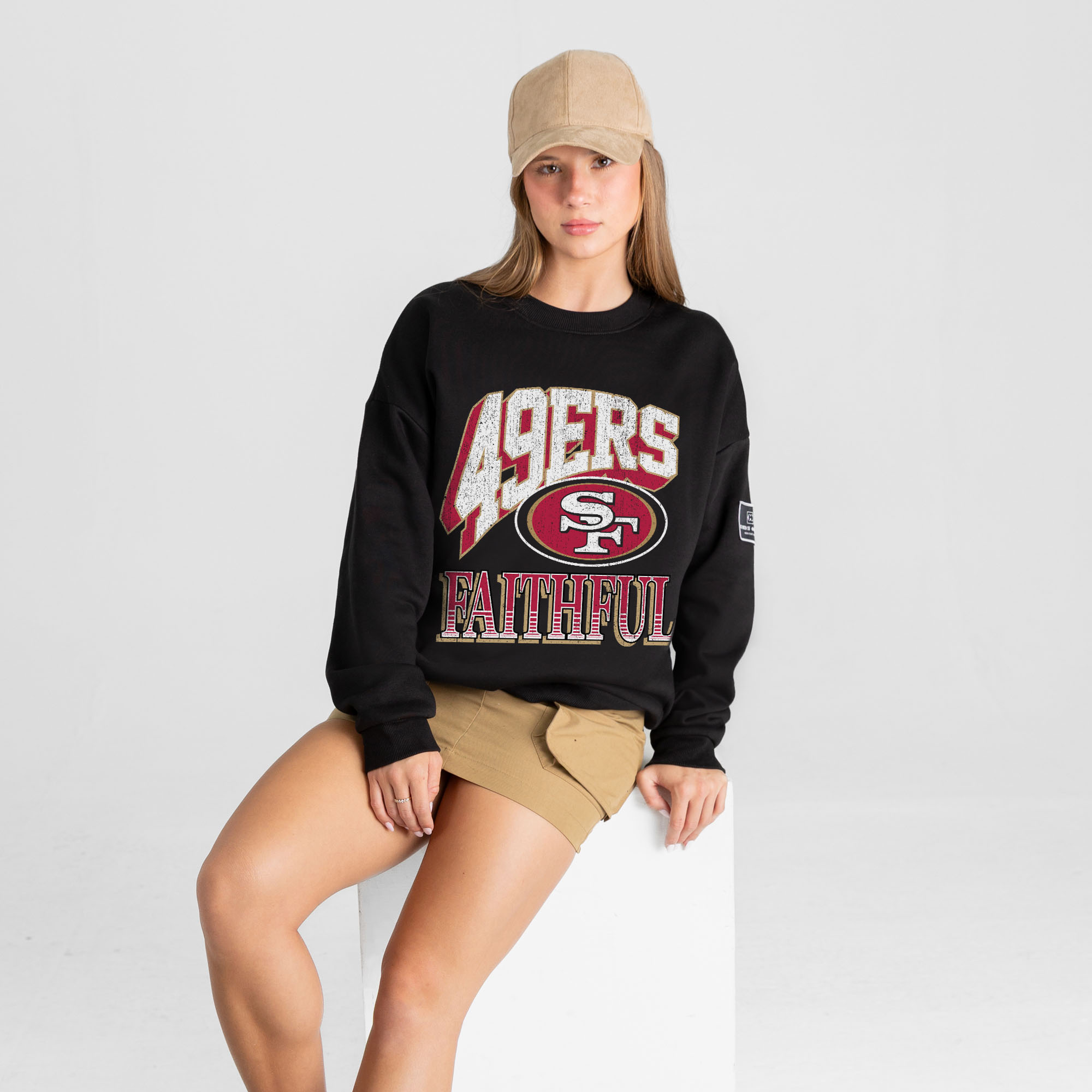 Gameday Couture Women's Black San Francisco 49ers Victory Prime Black Label Premium Drop Shoulder Sweatshirt - Black