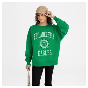 Women's Gameday Couture Kelly Green Philadelphia Eagles Prime Play Oversized Premium Drop Shoulder Sweatshirt