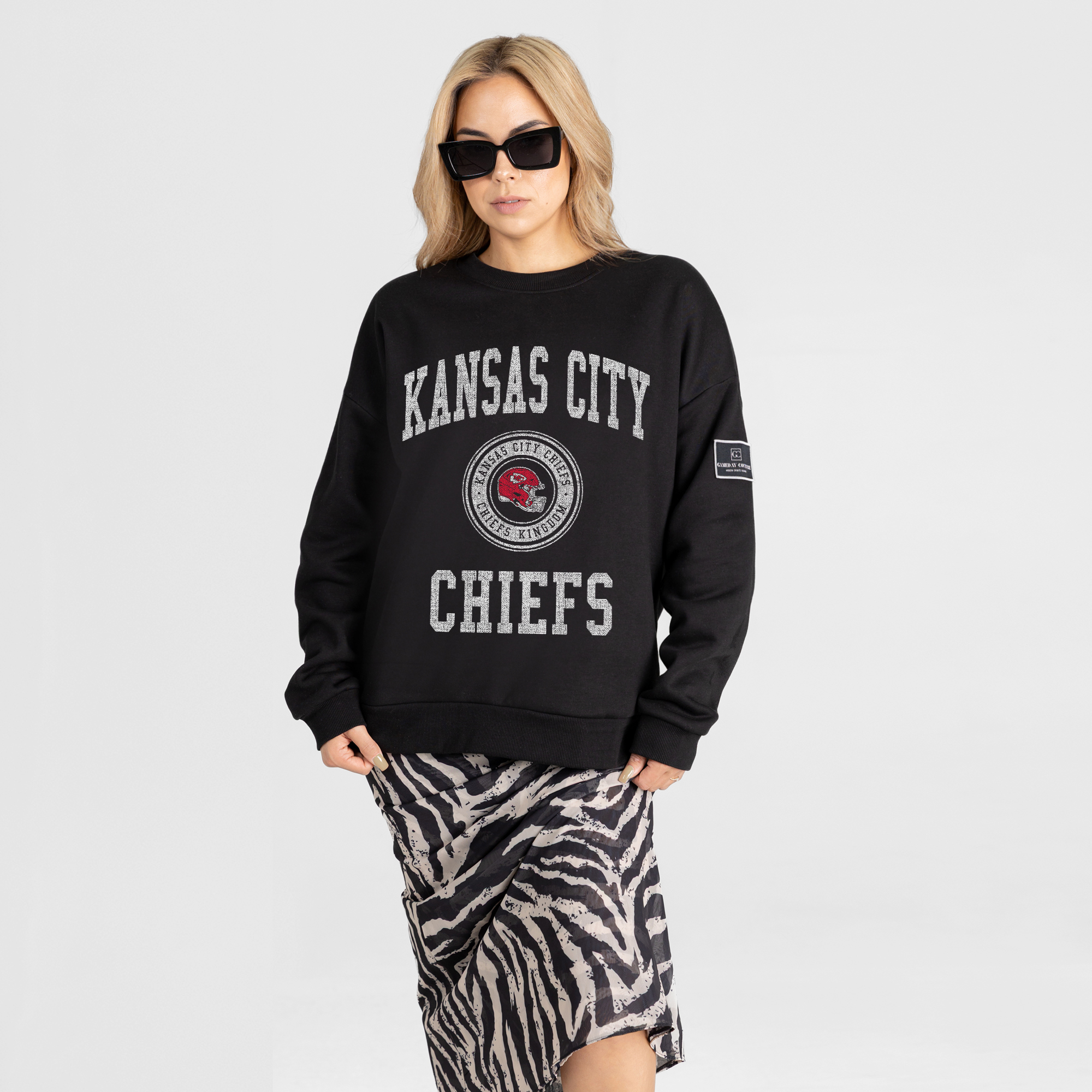 Women's Gameday Couture Black Kansas City Chiefs Fierce Flow Black Label Premium Drop Shoulder Sweatshirt