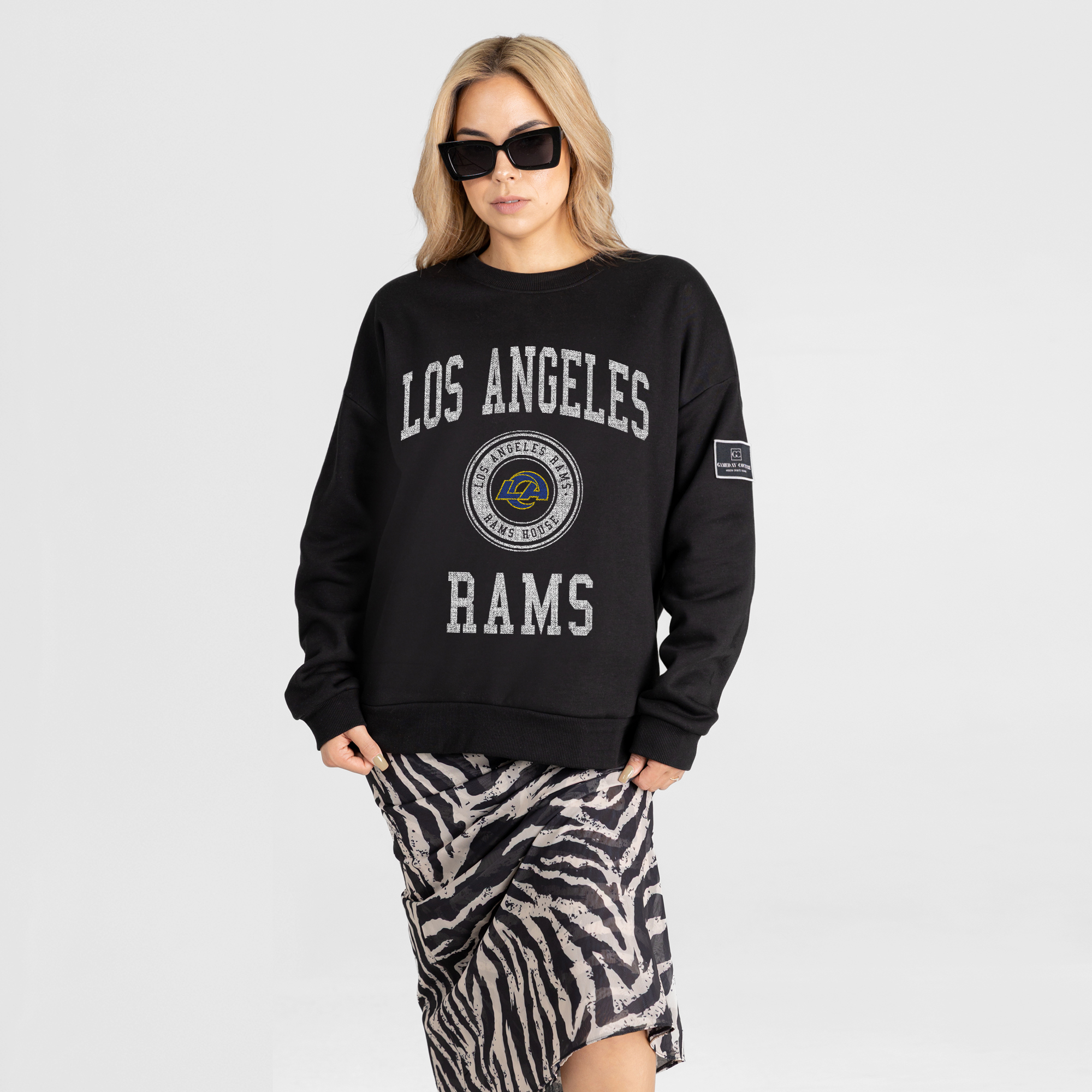 Gameday Couture Women's Black Los Angeles Rams Fierce Flow Black Label Premium Drop Shoulder Sweatshirt - Black
