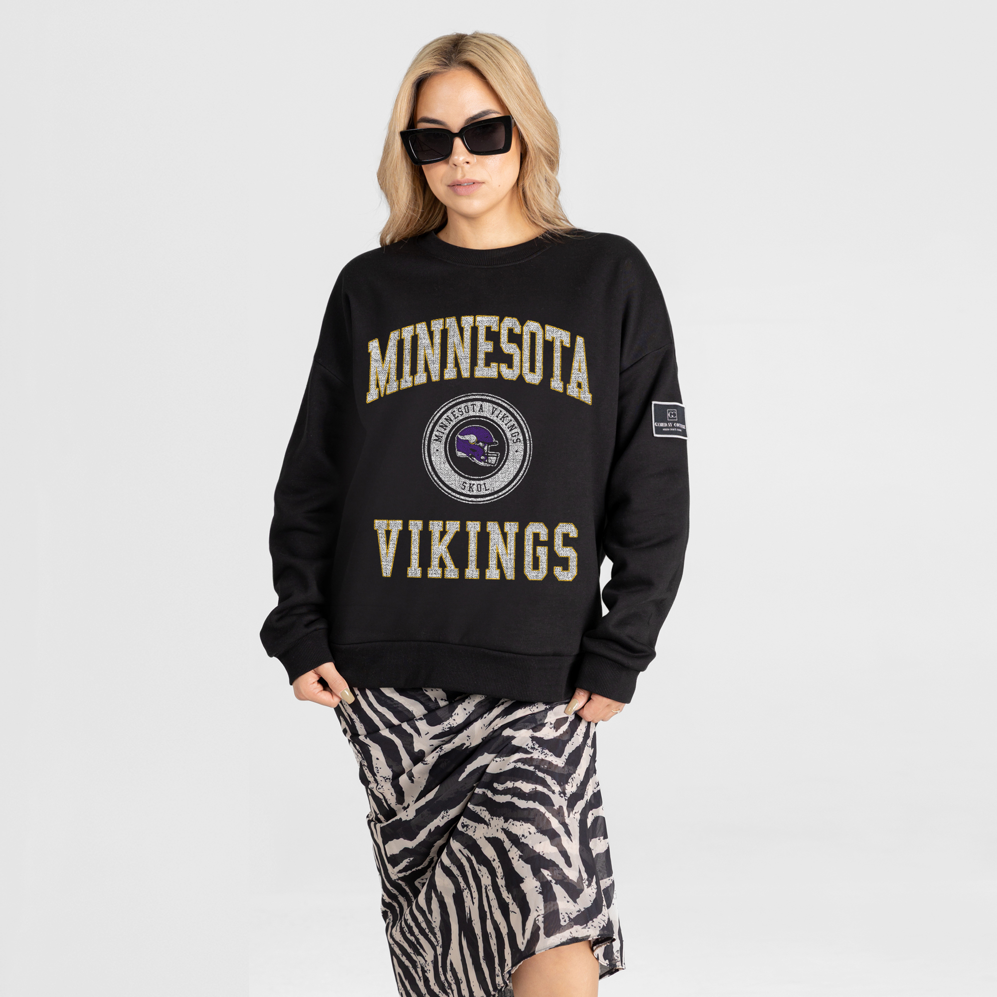 Women's Gameday Couture Black Minnesota Vikings Fierce Flow Black Label Premium Drop Shoulder Sweatshirt