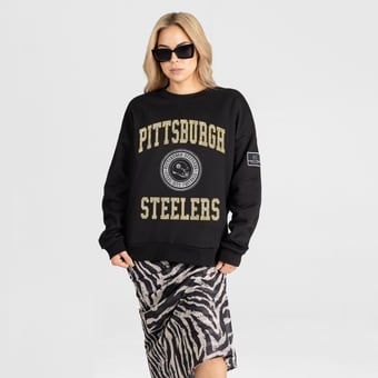 Women's Gameday Couture Black Pittsburgh Steelers Fierce Flow Black Label Premium Drop Shoulder Sweatshirt