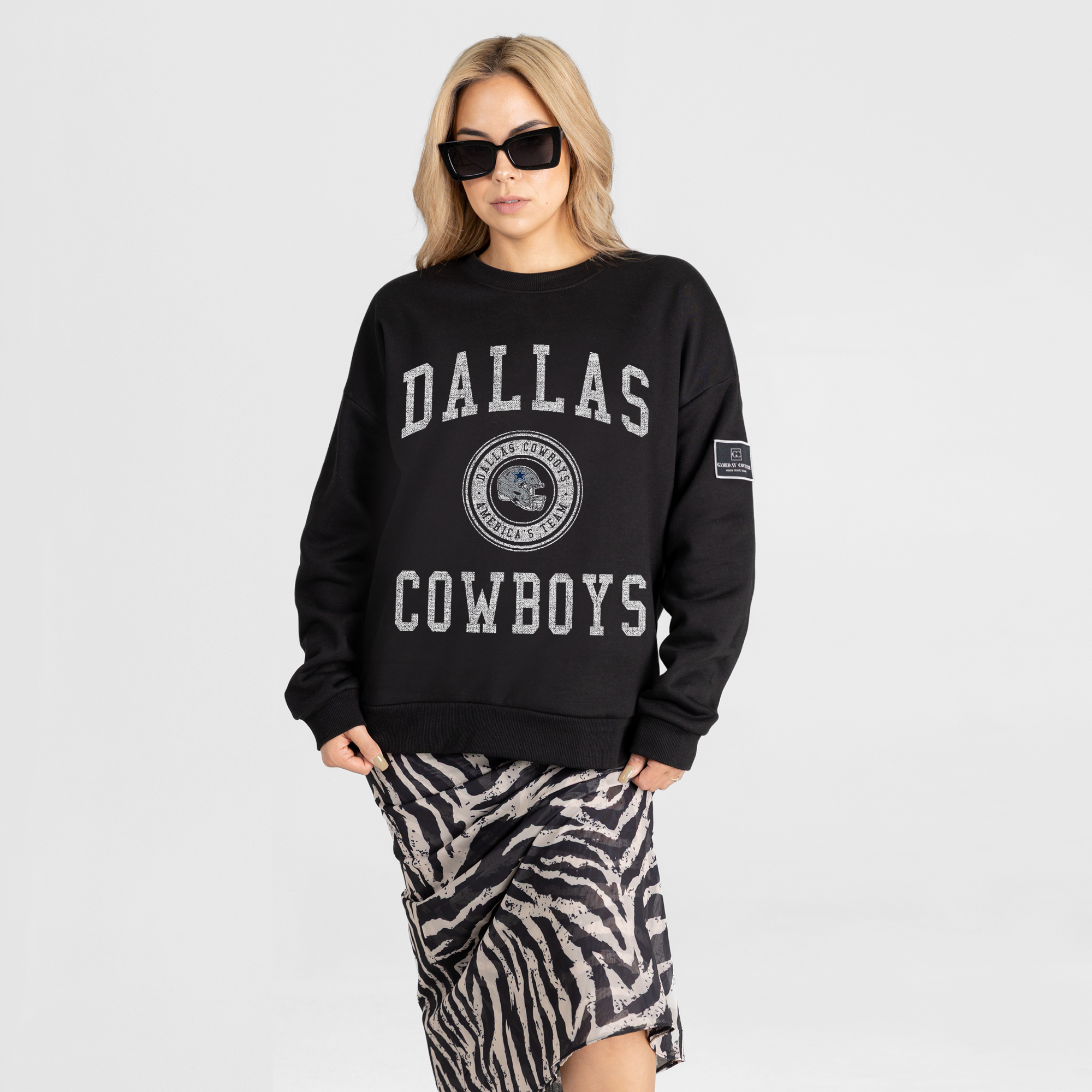Gameday Couture Women's Black Dallas Cowboys Fierce Flow Black Label Premium Drop Shoulder Sweatshirt - Black