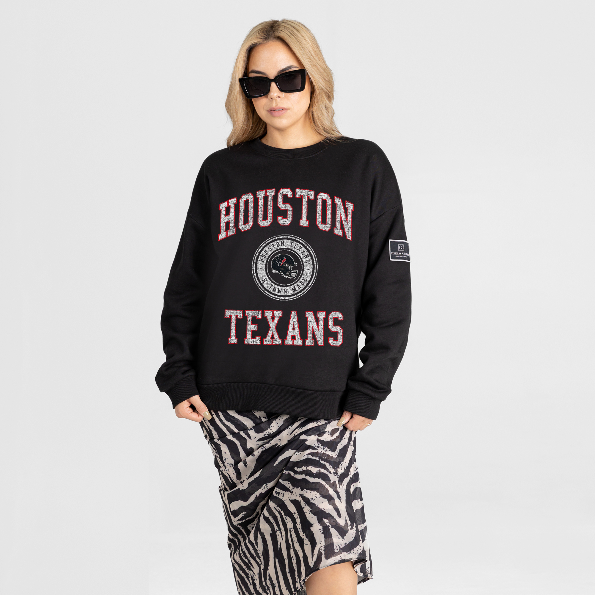 Women's Gameday Couture Black Houston Texans Fierce Flow Black Label Premium Drop Shoulder Sweatshirt