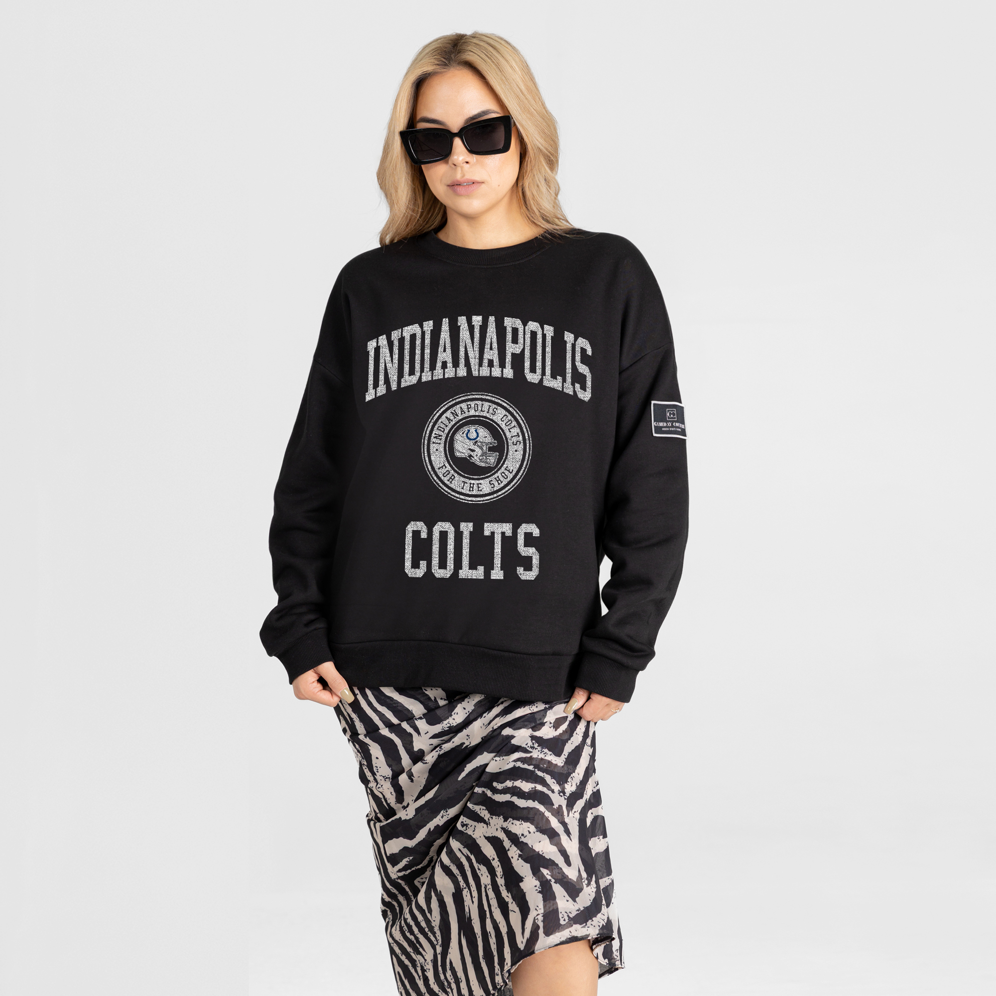 Women's Gameday Couture Black Indianapolis Colts Fierce Flow Black Label Premium Drop Shoulder Sweatshirt