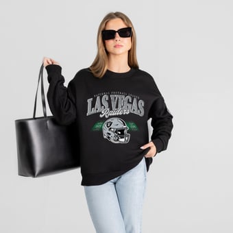 Women's Gameday Couture Black Las Vegas Raiders Field Focus Black Label Premium Drop Shoulder Sweatshirt