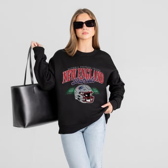 Women's Gameday Couture Black New England Patriots Field Focus Black Label Premium Drop Shoulder Sweatshirt