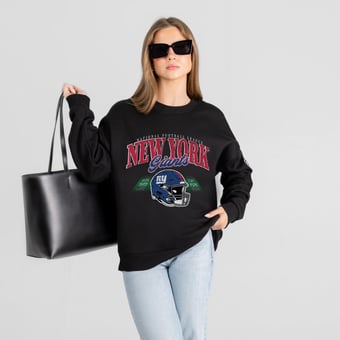Women's Gameday Couture Black New York Giants Field Focus Black Label Premium Drop Shoulder Sweatshirt