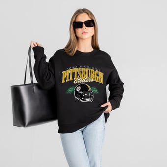 Women's Gameday Couture Black Pittsburgh Steelers Field Focus Black Label Premium Drop Shoulder Sweatshirt