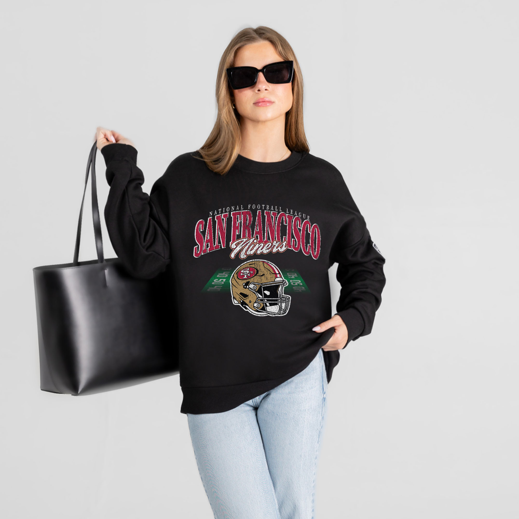 Gameday Couture Women's Black San Francisco 49ers Field Focus Black Label Premium Drop Shoulder Sweatshirt - Black