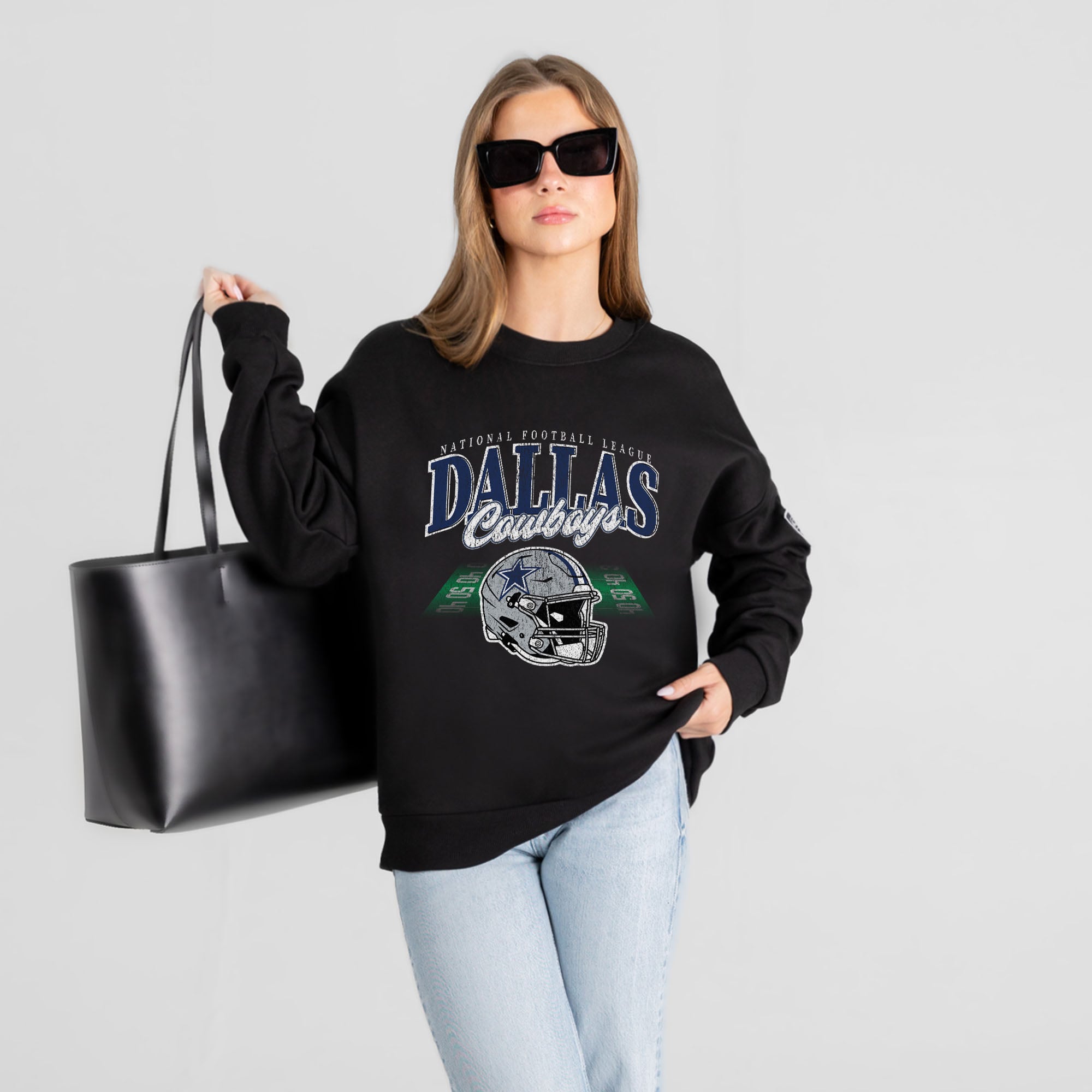 Women’s Gameday Couture Black Dallas Cowboys Field Focus Black Label Premium Drop Shoulder Sweatshirt