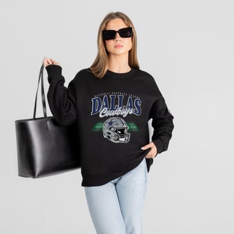 Women's Gameday Couture Black Dallas Cowboys Field Focus Black Label Premium Drop Shoulder Sweatshirt
