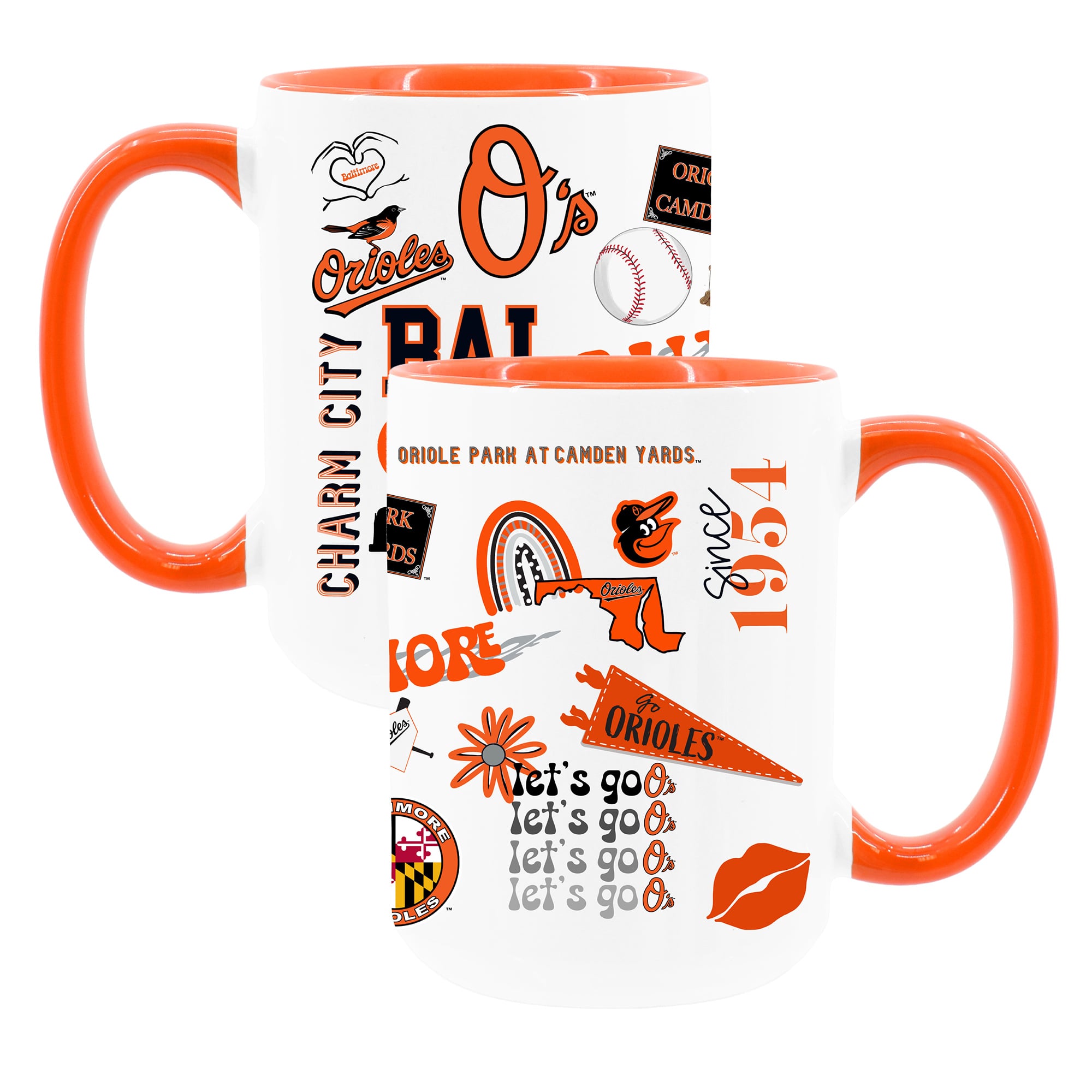 The Memory Company White Baltimore Orioles 15oz Loco Coffee Mug Two-Pack Set