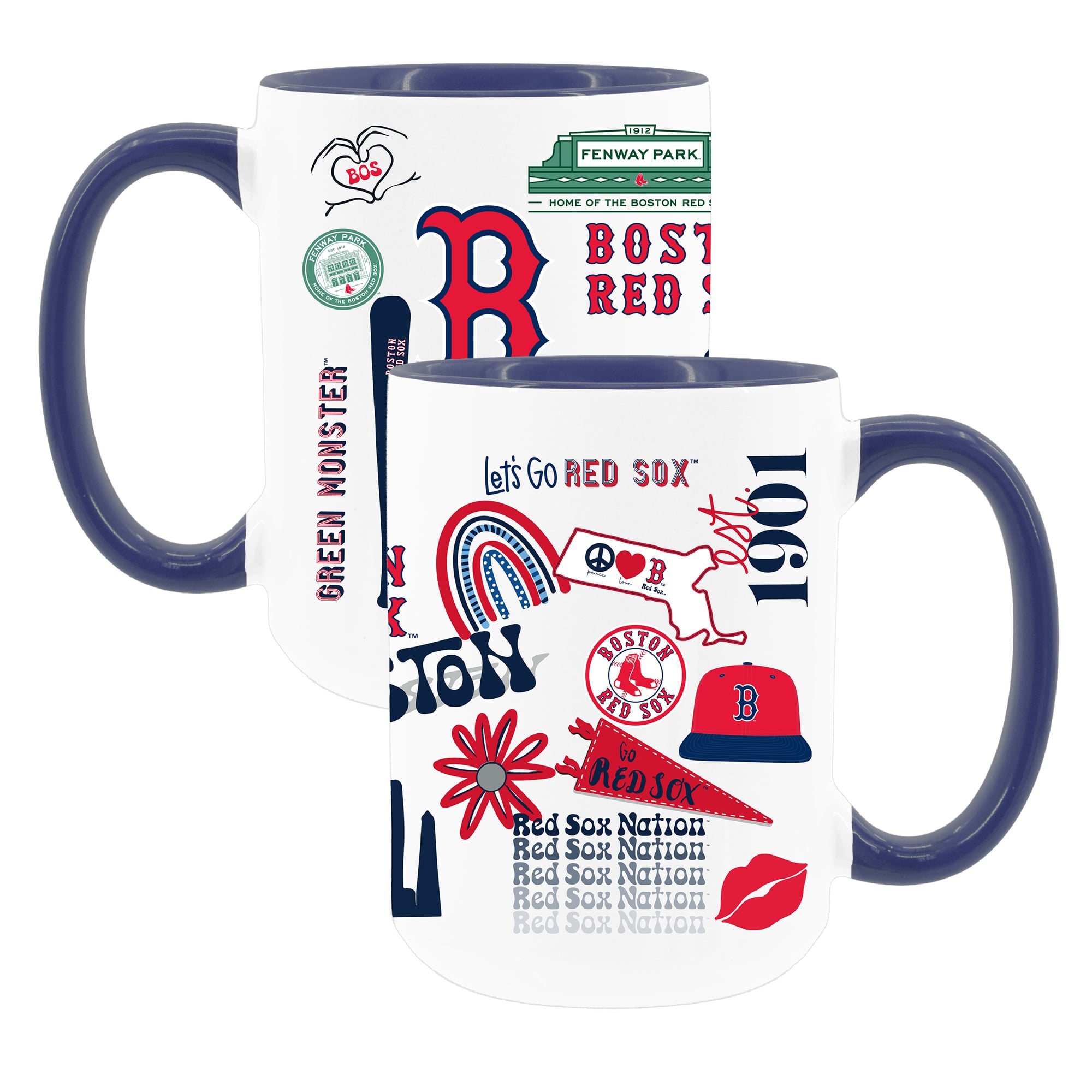 The Memory Company White Boston Red Sox 15oz Loco Coffee Mug Two-Pack Set
