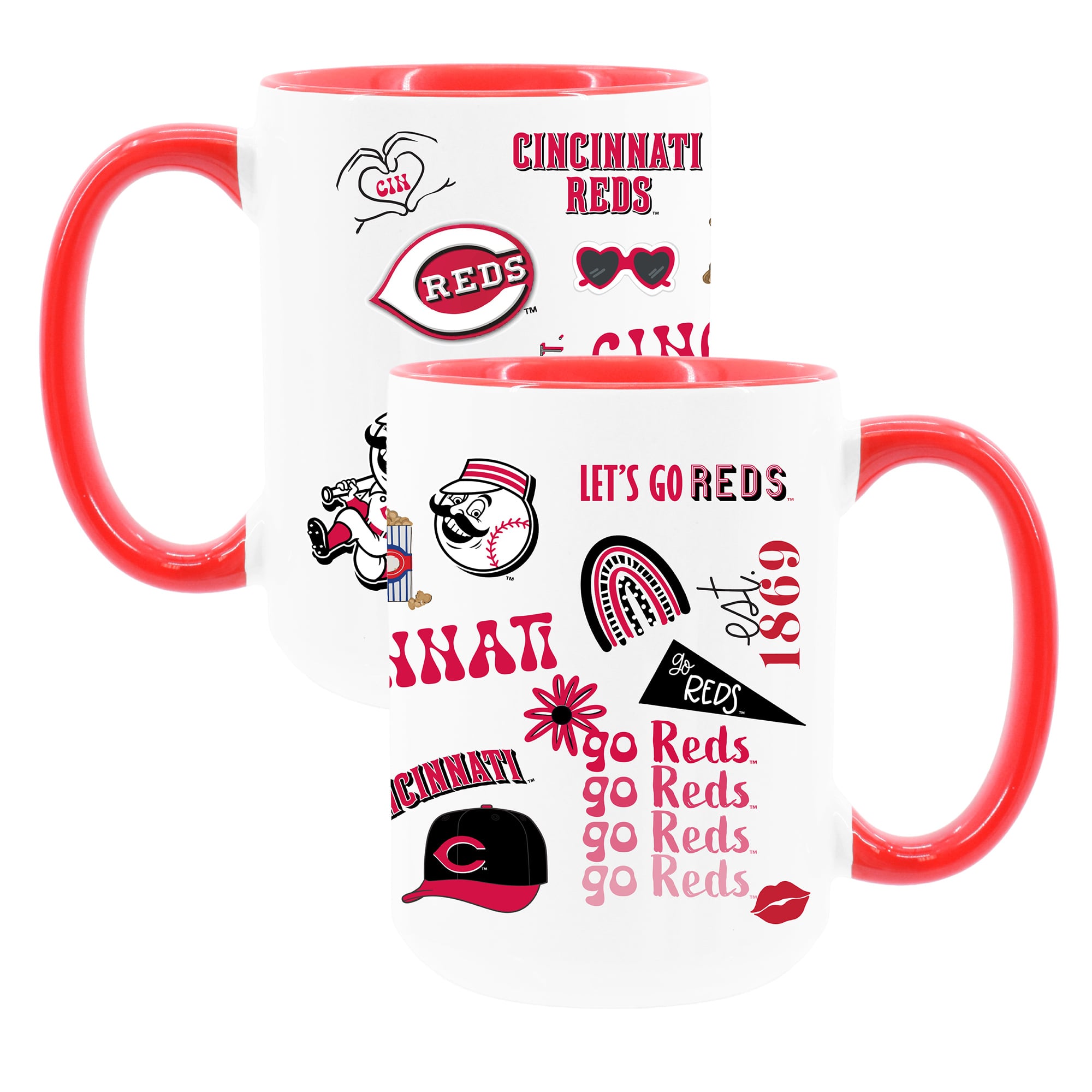 The Memory Company White Cincinnati Reds 15oz Loco Coffee Mug Two-Pack Set