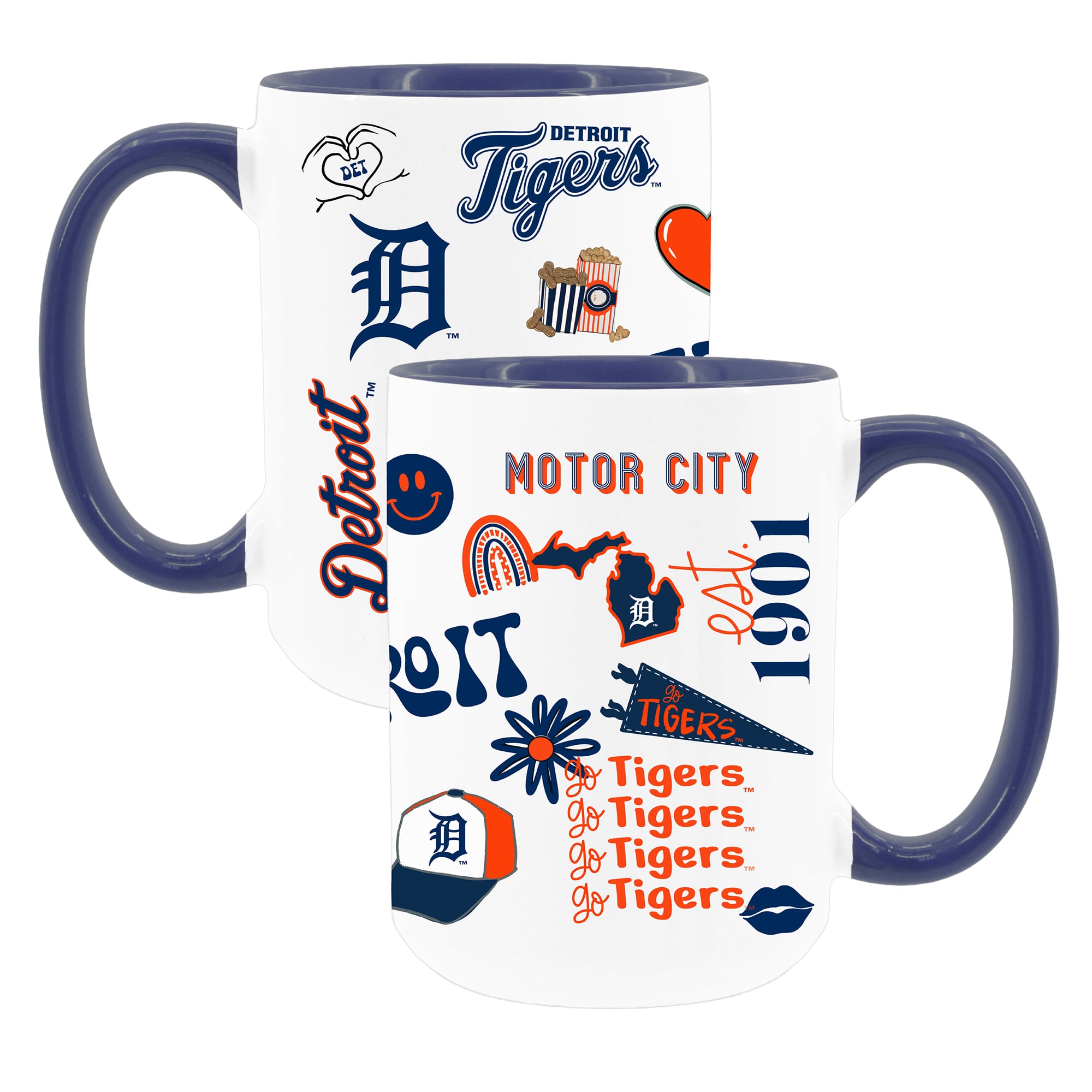 The Memory Company White Detroit Tigers 15oz Loco Coffee Mug Two-Pack Set