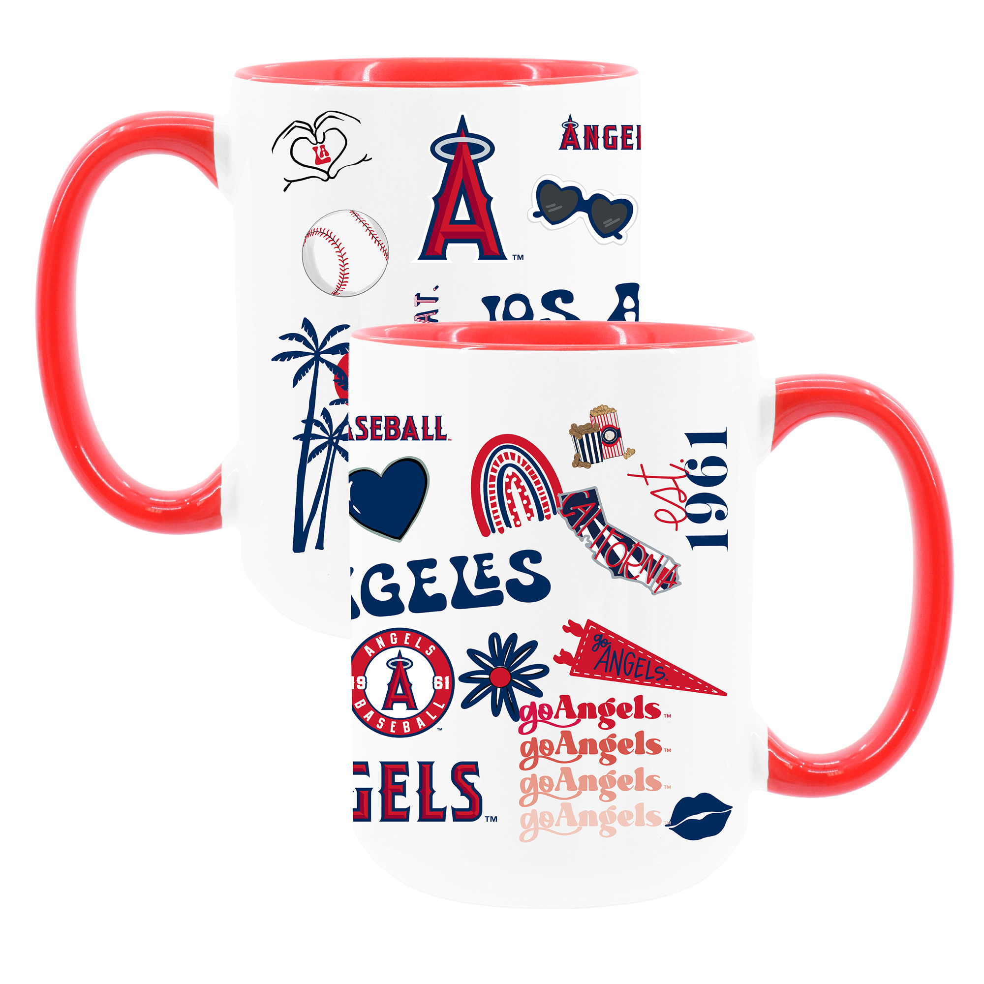 The Memory Company White Los Angeles Angels 15oz Loco Coffee Mug Two-Pack Set