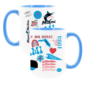 The Memory Company White Miami Marlins 15oz Loco Coffee Mug Two-Pack Set