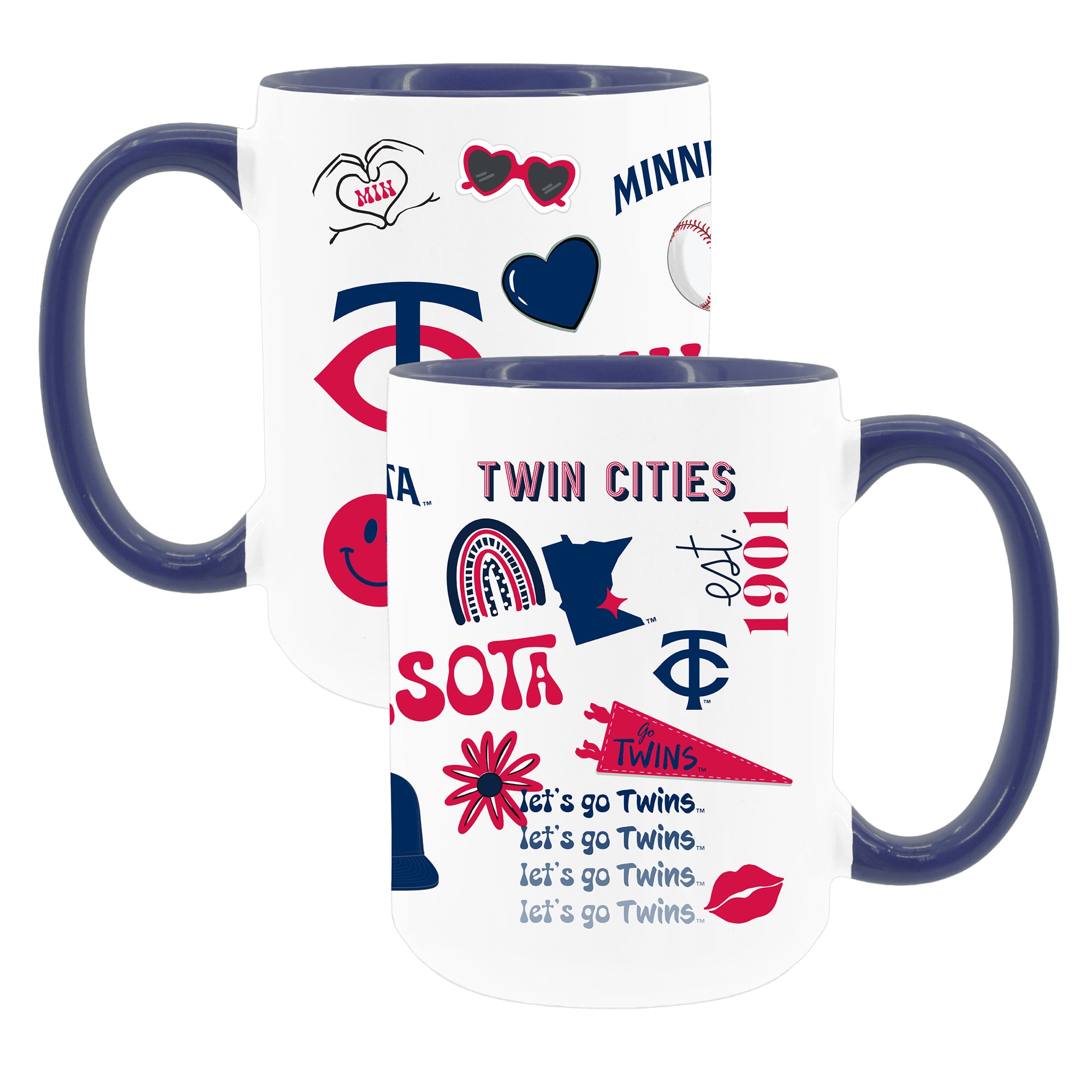 The Memory Company White Minnesota Twins 15oz Loco Coffee Mug Two-Pack Set