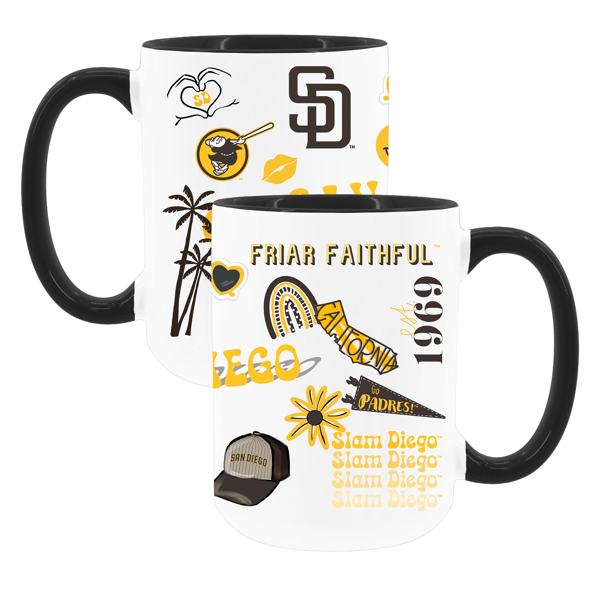 The Memory Company White San Diego Padres 15oz Loco Coffee Mug Two-Pack Set