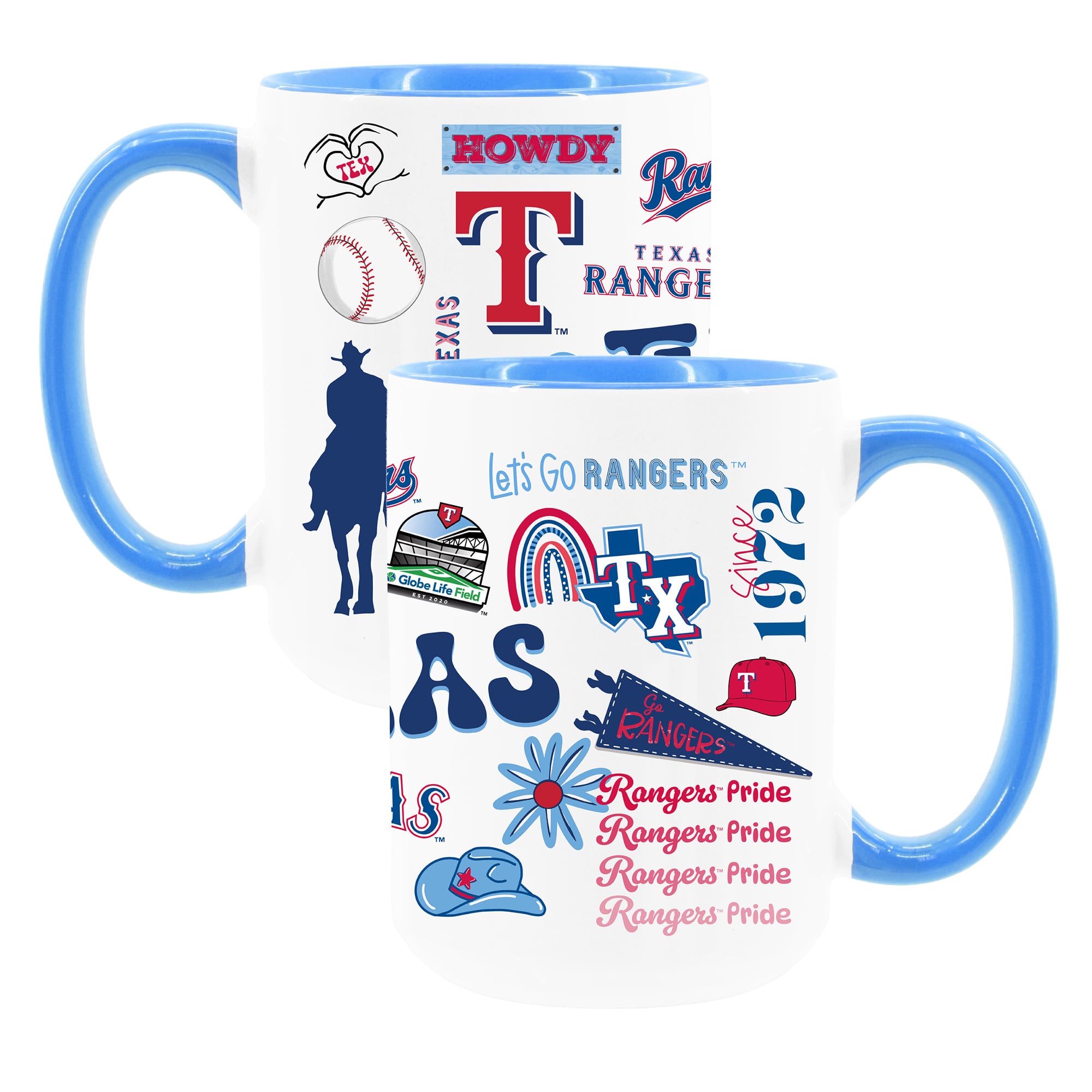 The Memory Company White Texas Rangers 15oz Loco Coffee Mug Two-Pack Set