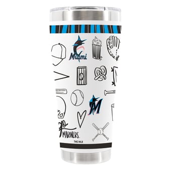 The Memory Company Miami Marlins 30oz Stainless Steel Sketchpad Tumbler