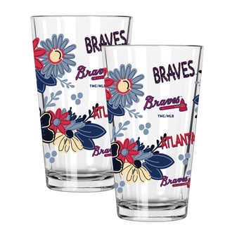 The Memory Company Atlanta Braves Flowers 16oz Pint Glass Two-Piece Set
