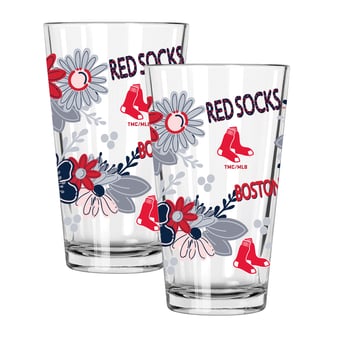 The Memory Company Boston Red Sox Flowers 16oz Pint Glass Two-Piece Set