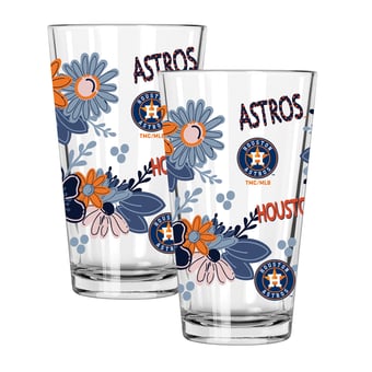 The Memory Company Houston Astros Flowers 16oz Pint Glass Two-Piece Set