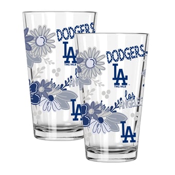 The Memory Company Los Angeles Dodgers Flowers 16oz Pint Glass Two-Piece Set