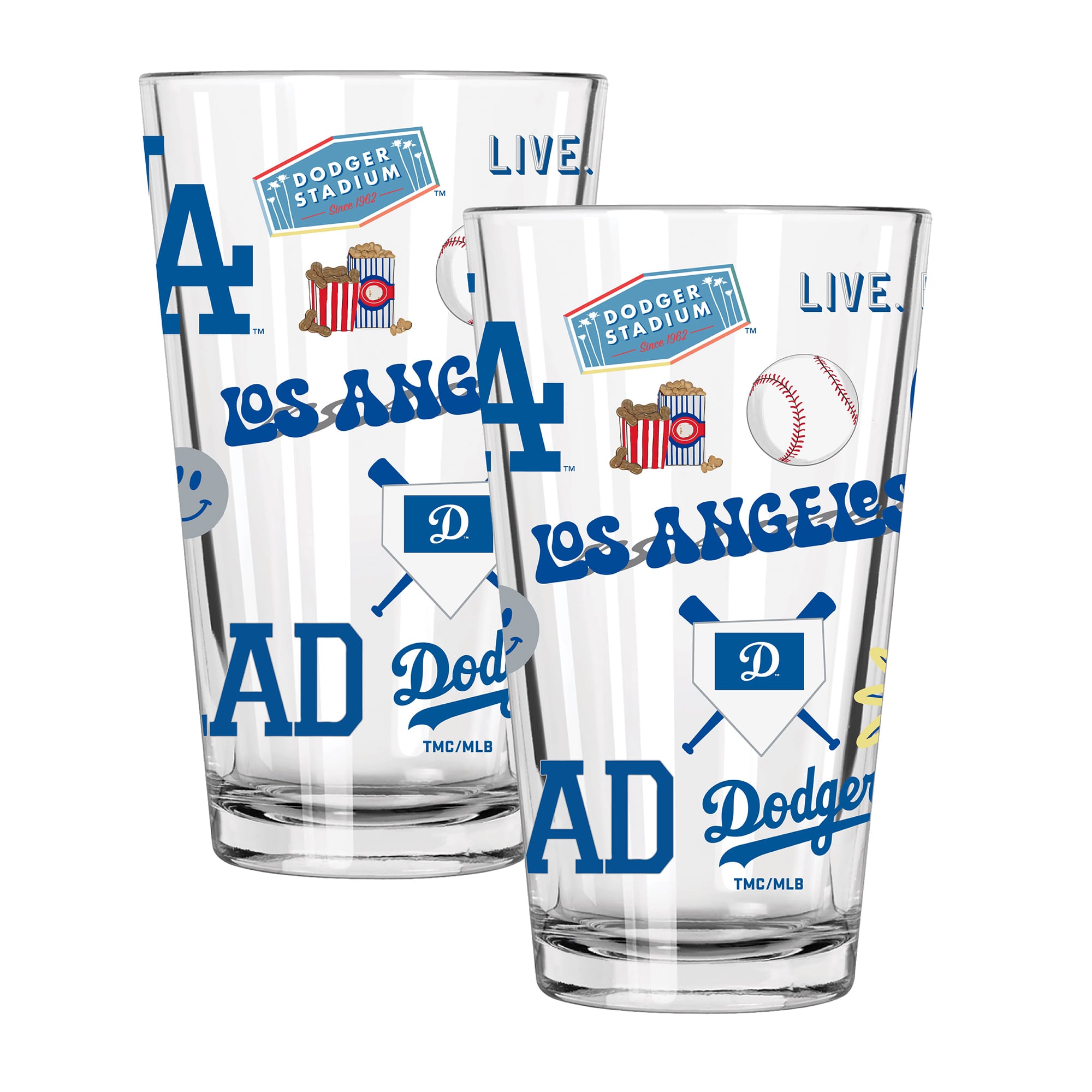 The Memory Company Los Angeles Dodgers Loco 16oz Pint Glass Two-Piece Set