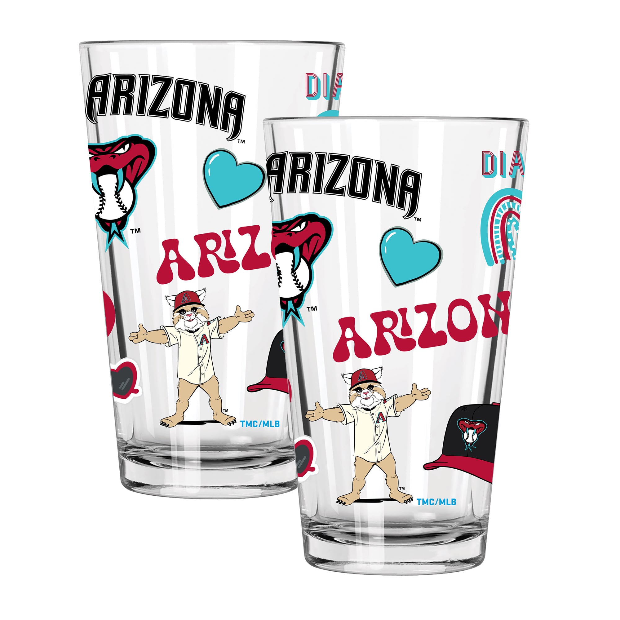 The Memory Company Arizona Diamondbacks Loco 16oz Pint Glass Two-Piece Set
