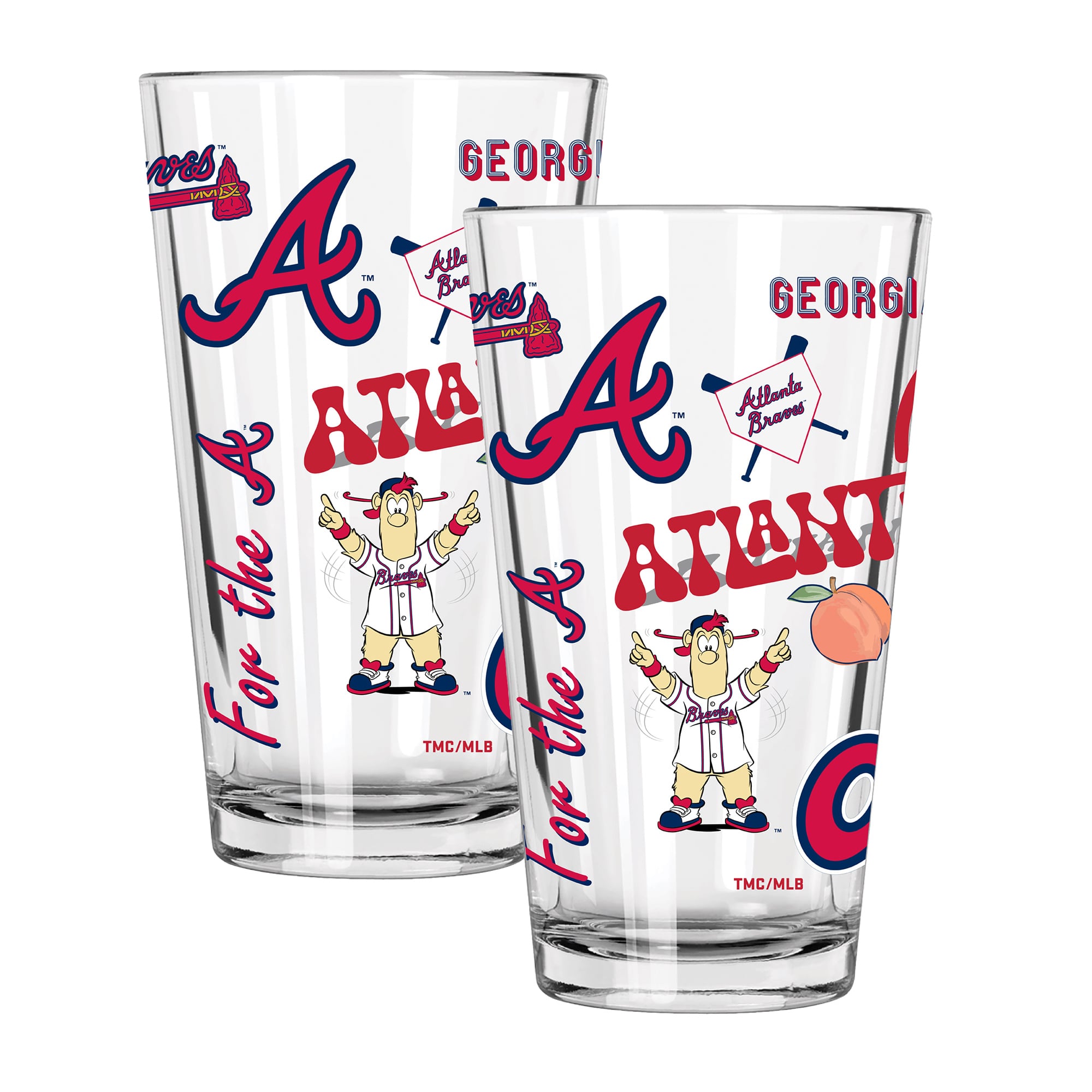 The Memory Company Atlanta Braves Loco 16oz Pint Glass Two-Piece Set