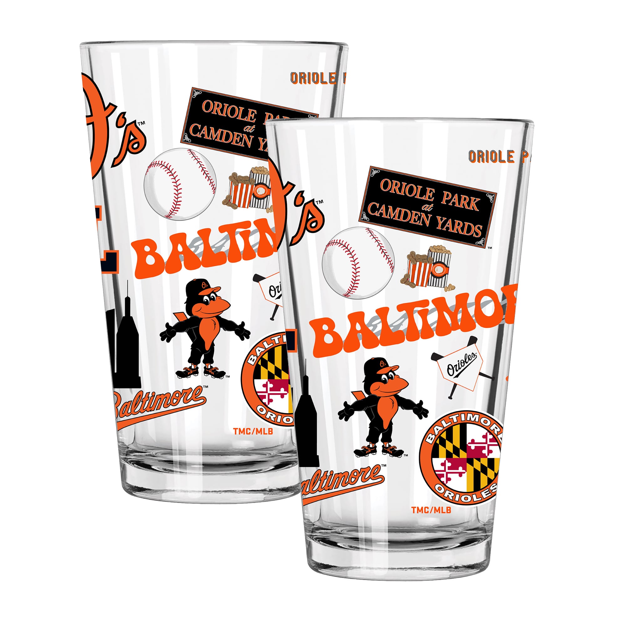The Memory Company Baltimore Orioles Loco 16oz Pint Glass Two-Piece Set