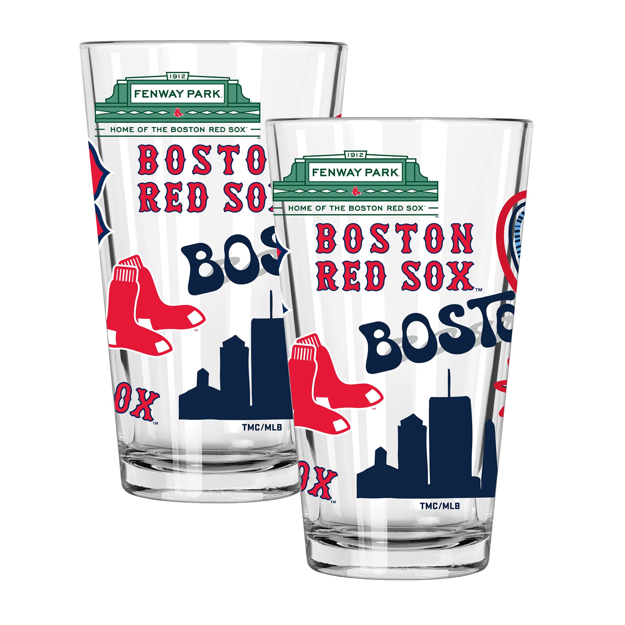 The Memory Company Boston Red Sox Loco 16oz Pint Glass Two-Piece Set