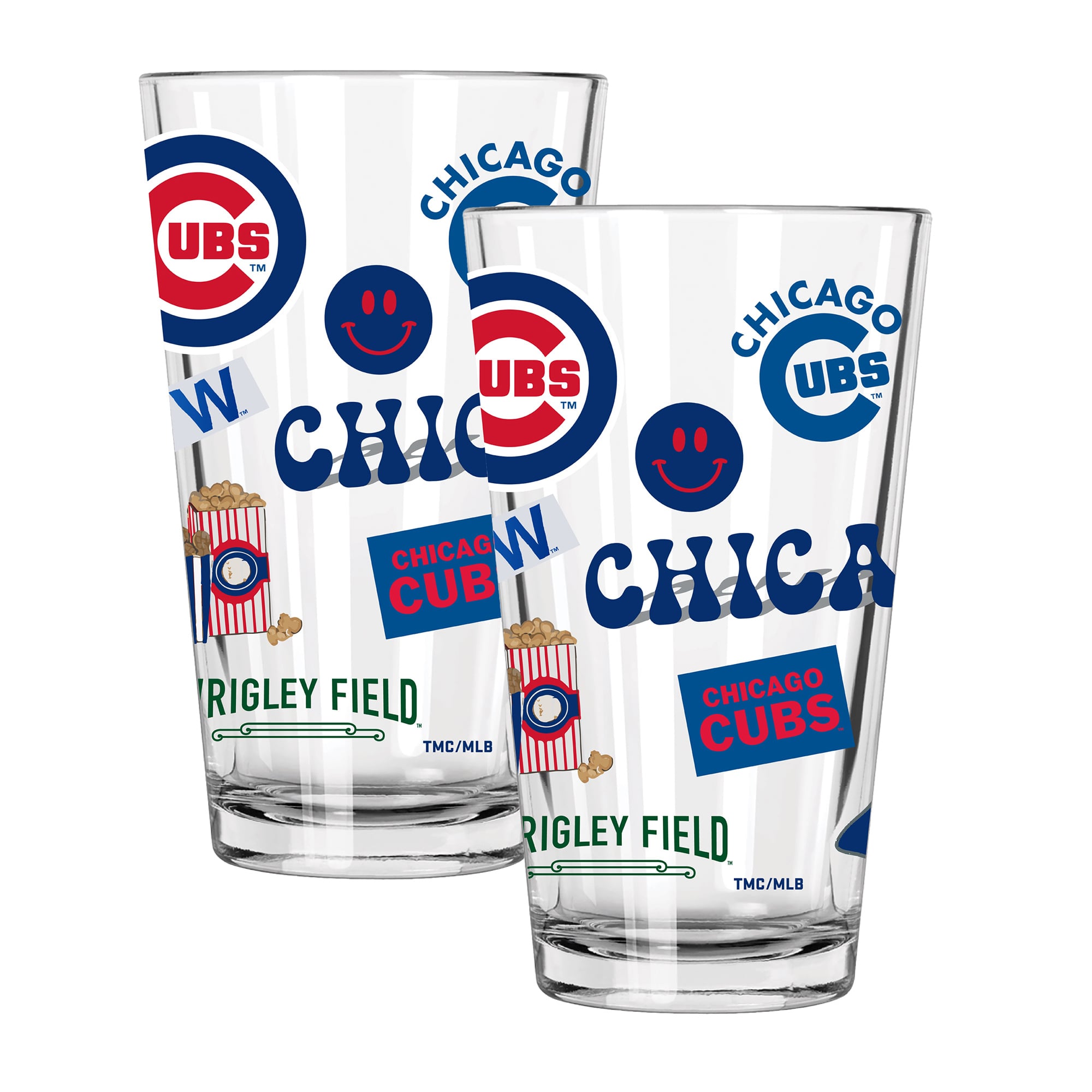The Memory Company Chicago Cubs Loco 16oz Pint Glass Two-Piece Set