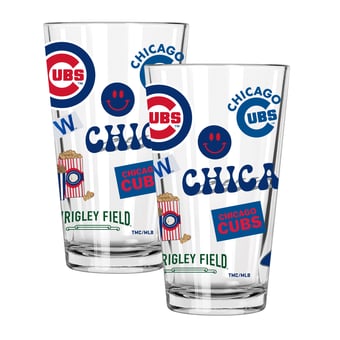The Memory Company Chicago Cubs Loco 16oz Pint Glass Two-Piece Set