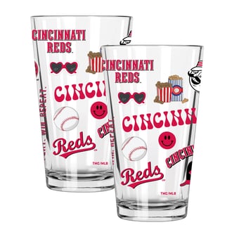 The Memory Company Cincinnati Reds Loco 16oz Pint Glass Two-Piece Set