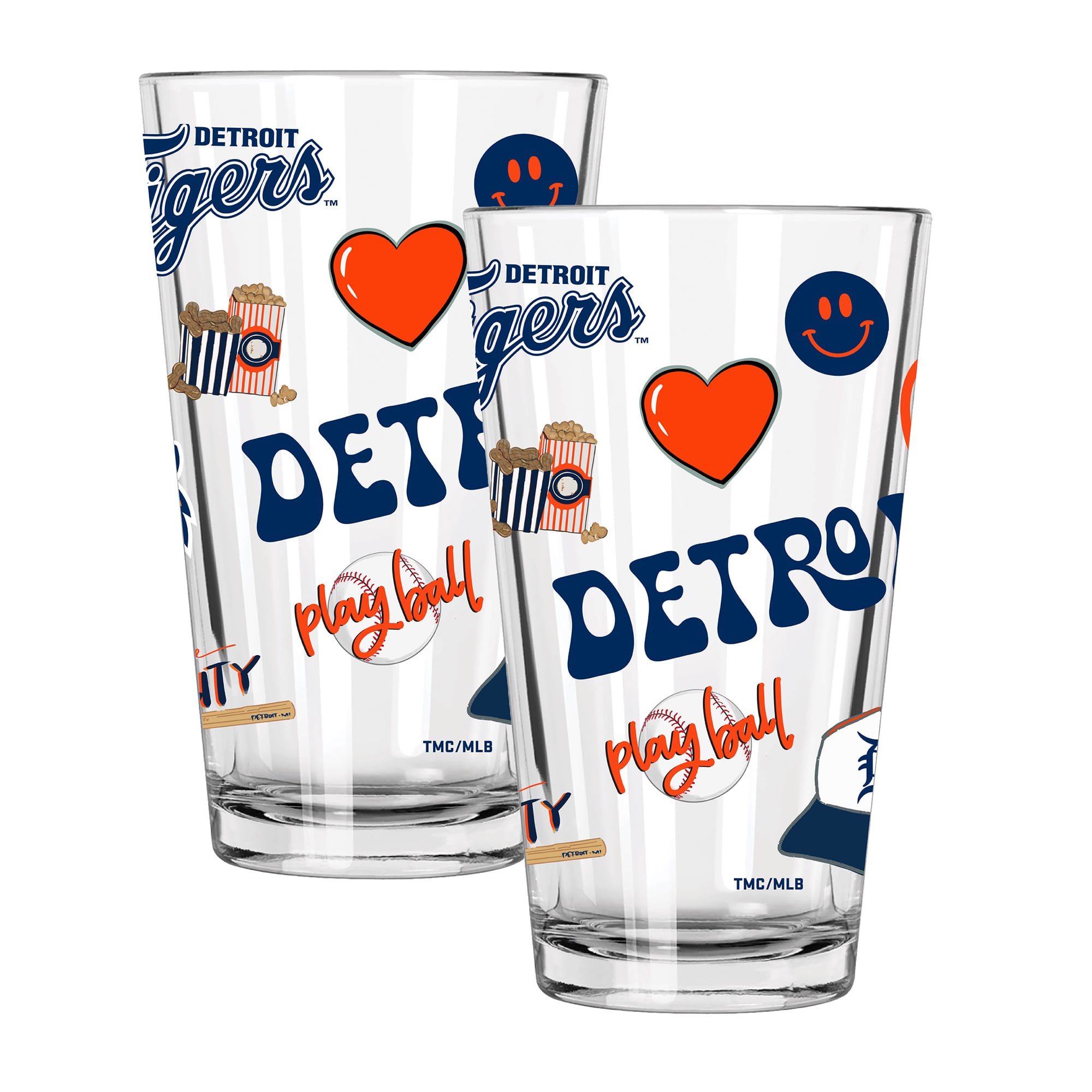 The Memory Company Detroit Tigers Loco 16oz Pint Glass Two-Piece Set