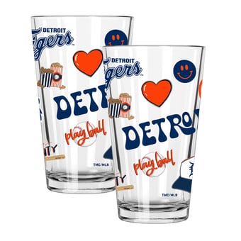 The Memory Company Detroit Tigers Loco 16oz Pint Glass Two-Piece Set