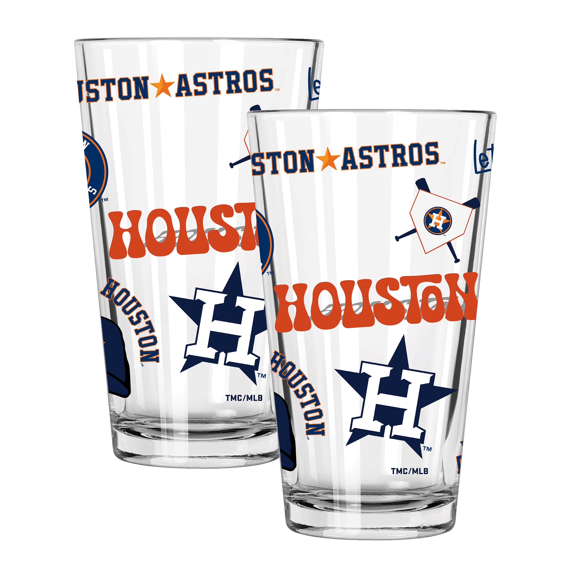 The Memory Company Houston Astros Loco 16oz Pint Glass Two-Piece Set