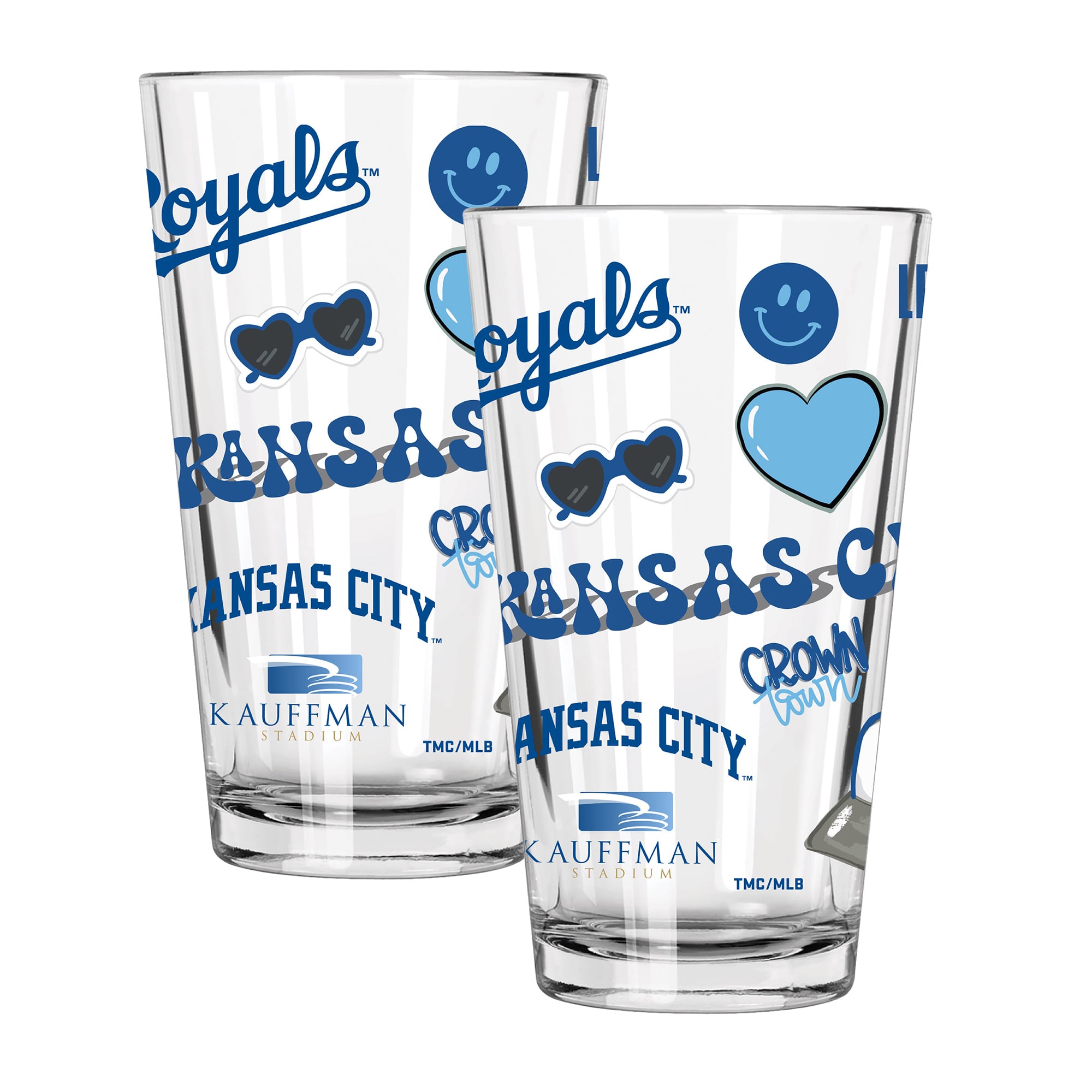 The Memory Company Kansas City Royals Loco 16oz Pint Glass Two-Piece Set