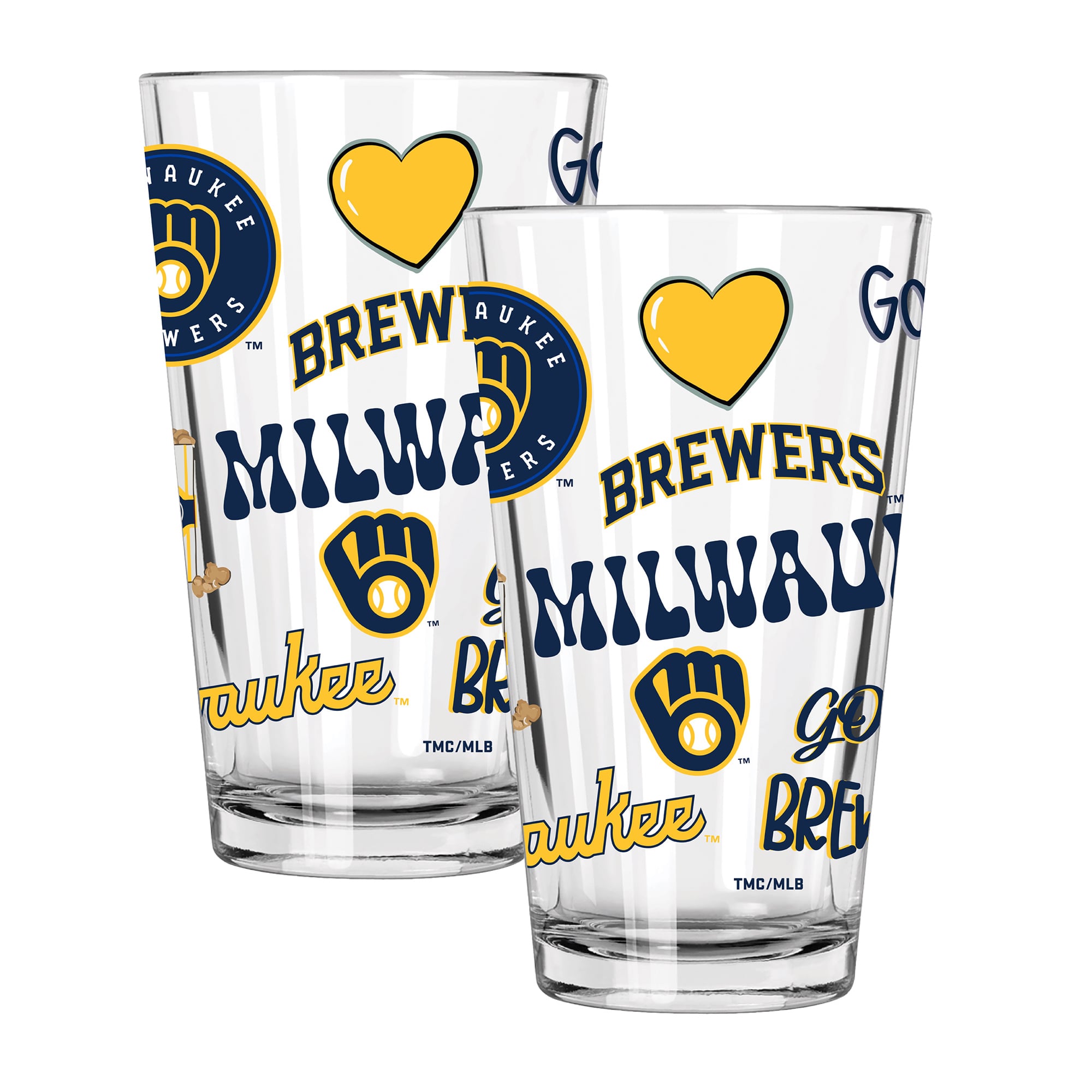 The Memory Company Milwaukee Brewers Loco 16oz Pint Glass Two-Piece Set