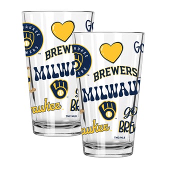 The Memory Company Milwaukee Brewers Loco 16oz Pint Glass Two-Piece Set
