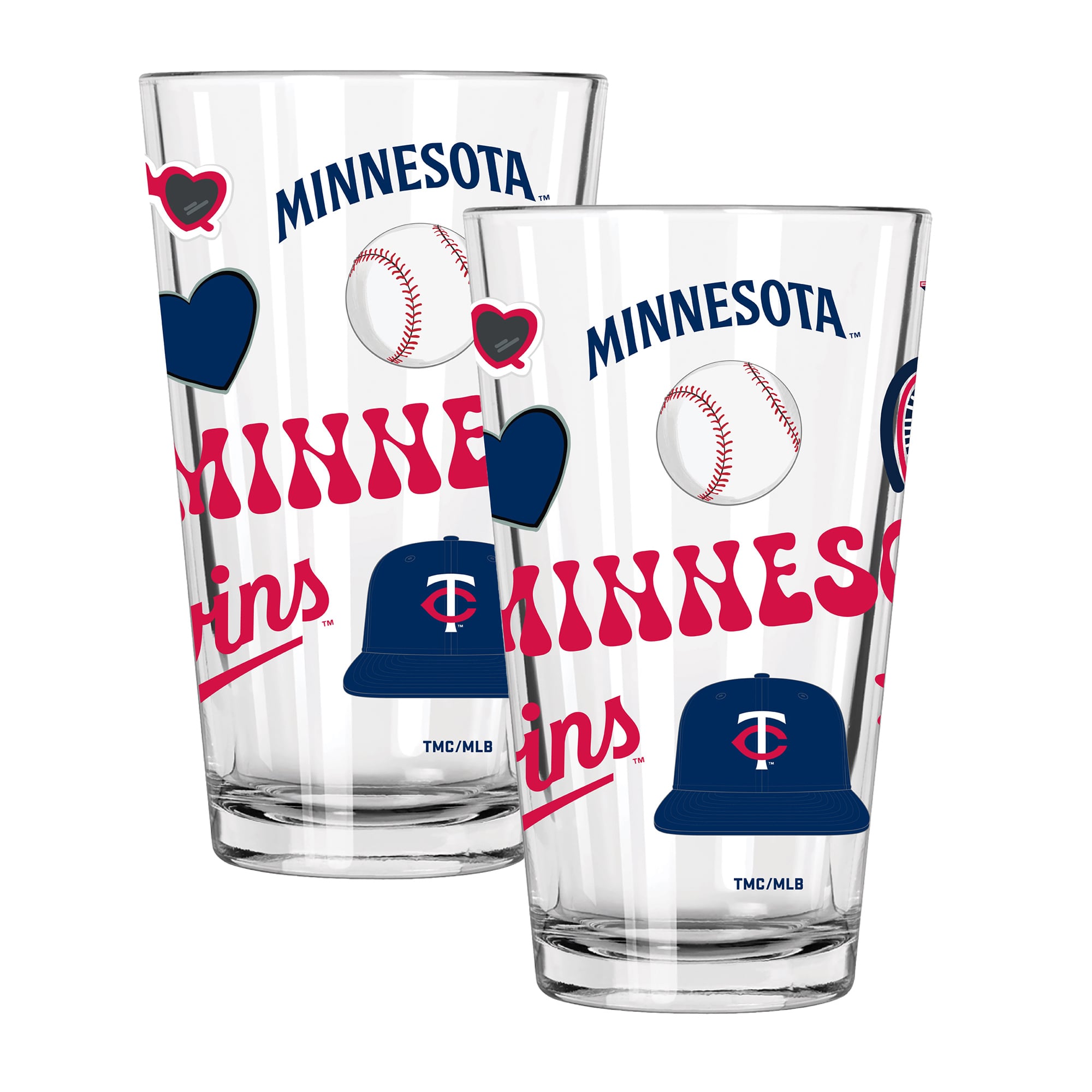 The Memory Company Minnesota Twins Loco 16oz Pint Glass Two-Piece Set