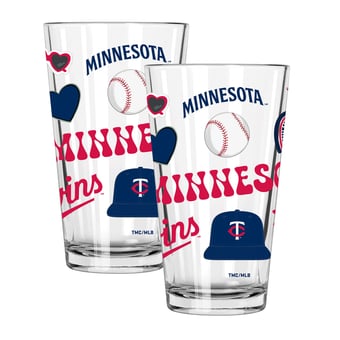 The Memory Company Minnesota Twins Loco 16oz Pint Glass Two-Piece Set