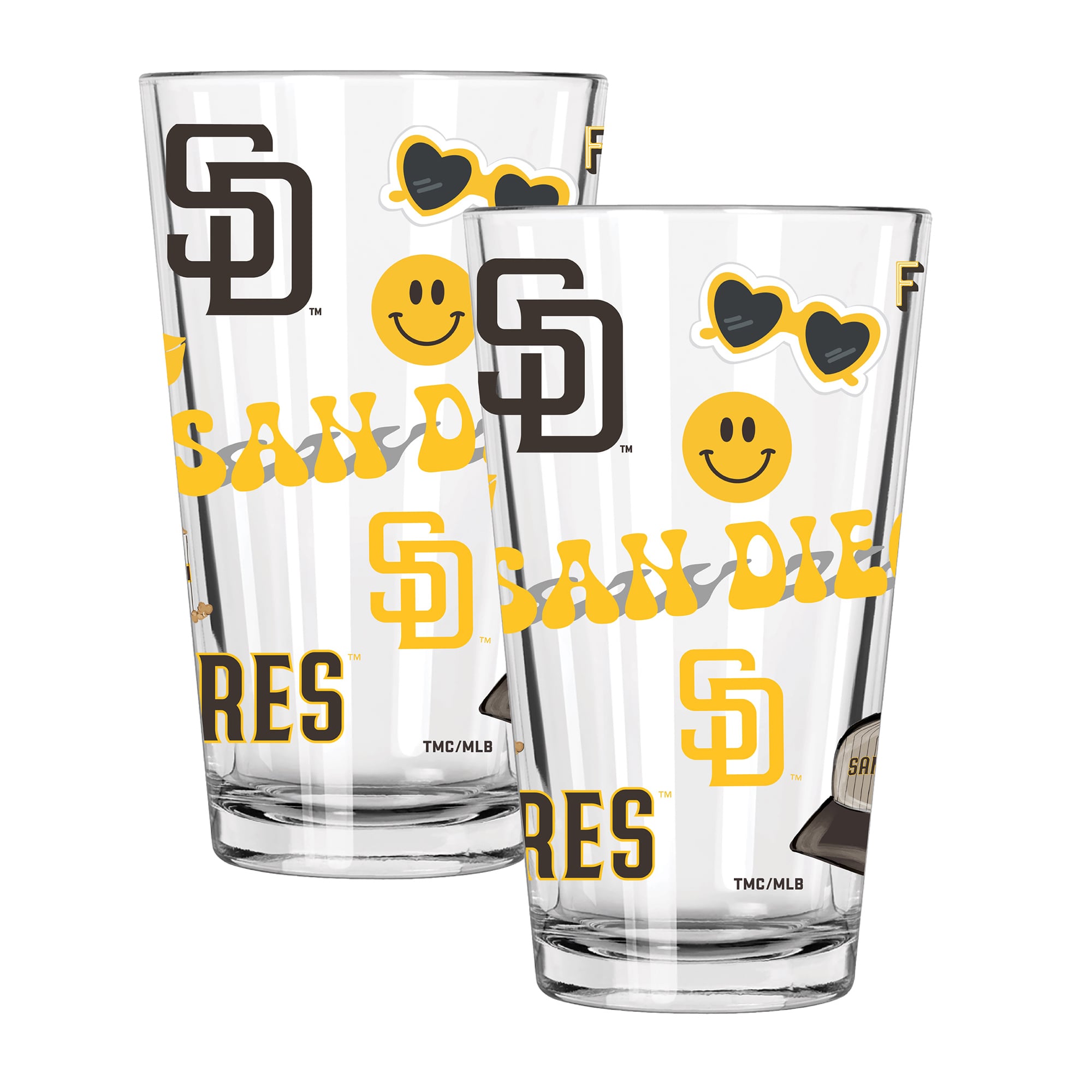 The Memory Company San Diego Padres Loco 16oz Pint Glass Two-Piece Set